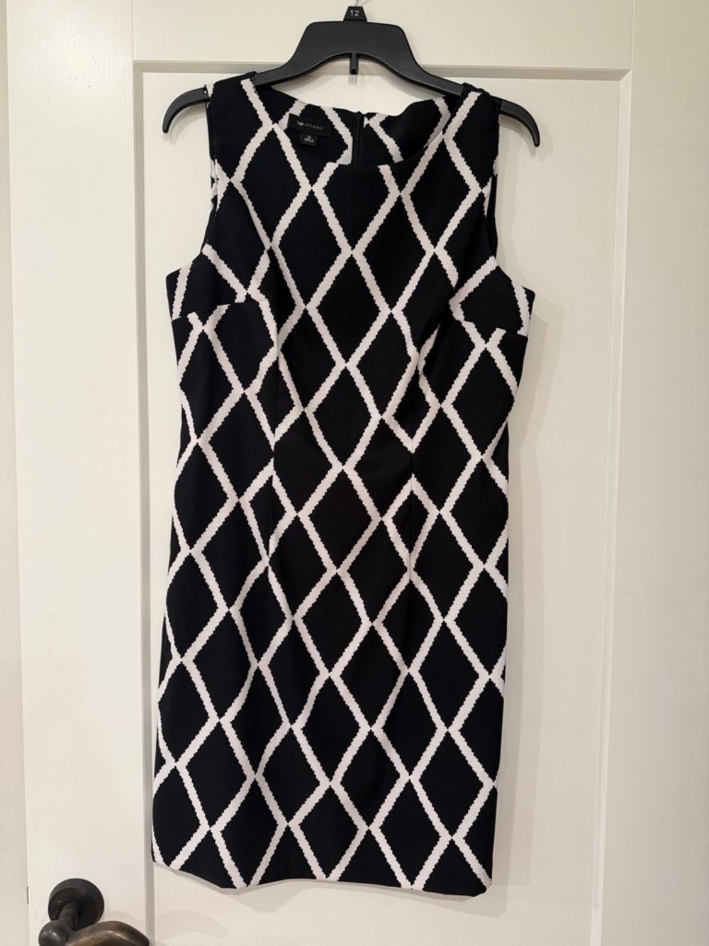 AB Studio Black Midi Sheath with White Diamond Lattice